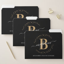 Moderne Eenvoudige Zwarte Gouden Monogram Zakelijk