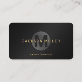 Moderne eenvoudige zwarte & goudmonogram Professio Visitekaartje