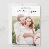 Moderne Eenvoudige Zwarte Grens Fotocollage Trouwe Kaart (Voorkant)