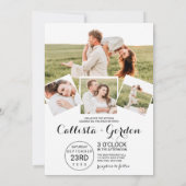 Moderne Eenvoudige Zwarte Grens Fotocollage Trouwe Kaart (Achterkant)