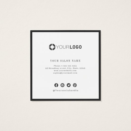 Moderne, eenvoudige zwarte-grenskaart vierkante visitekaartjes (Achterkant)