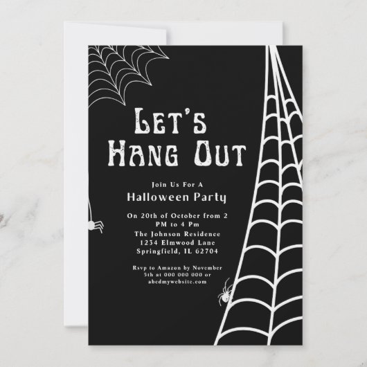 Moderne Eenvoudige zwarte Halloween spin hangen ui Kaart (Voorkant)