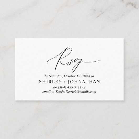 Moderne eenvoudige zwarte kalligrafie, bruiloft RS Informatiekaartje (Voorkant)