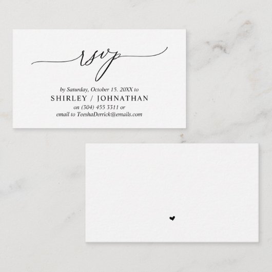 Moderne eenvoudige zwarte kalligrafie, bruiloft RS Informatiekaartje (Voorkant / Achterkant)