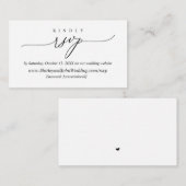 Moderne eenvoudige zwarte kalligrafie, online RSVP Informatiekaartje (Voorkant / Achterkant)