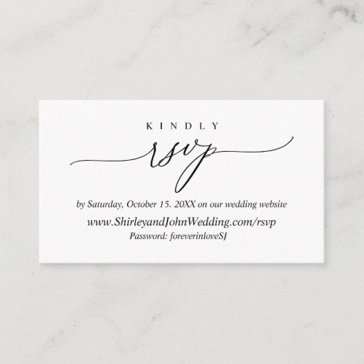 Moderne eenvoudige zwarte kalligrafie, online RSVP Informatiekaartje (Voorkant)