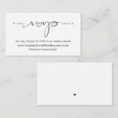 Moderne eenvoudige zwarte kalligrafie, online RSVP Informatiekaartje (Voorkant / Achterkant)