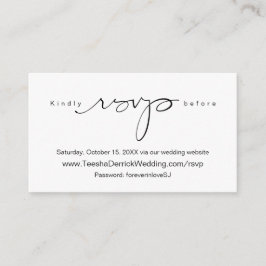 Moderne eenvoudige zwarte kalligrafie, online RSVP Informatiekaartje