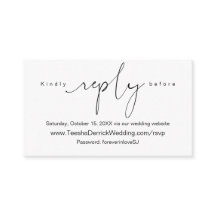 Moderne eenvoudige zwarte kalligrafie, online RSVP