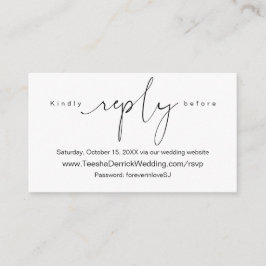 Moderne eenvoudige zwarte kalligrafie, online RSVP Informatiekaartje
