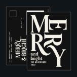 Moderne, eenvoudige zwarte kerst voor de marine feestdagenkaart<br><div class="desc">Moderne,  minimale traditionele retro- grafische typografie zwarte vrolijke kerstfeestkaart. Een deel van een stoutmoedig feestelijk collectie.</div>