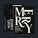 Moderne, eenvoudige zwarte kerst voor de marine feestdagenkaart<br><div class="desc">Moderne,  minimale traditionele retro- grafische typografie zwarte vrolijke kerstfeestkaart. Een deel van een stoutmoedig feestelijk collectie.</div>