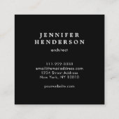 Moderne, eenvoudige zwarte marmer professionele mi vierkante visitekaartje (Achterkant)