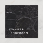 Moderne, eenvoudige zwarte marmer professionele mi vierkante visitekaartje (Voorkant)