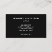 Moderne, eenvoudige zwarte marmer professionele mi visitekaartje (Achterkant)