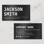 Moderne, eenvoudige zwarte metaal professional visitekaartje (Voorkant / Achterkant)