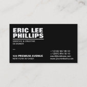 Moderne, eenvoudige, zwarte, minimalistische Profe Visitekaartje (Achterkant)