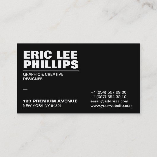 Moderne, eenvoudige, zwarte, minimalistische Profe Visitekaartje (Achterkant)