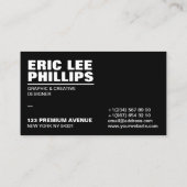 Moderne, eenvoudige, zwarte, minimalistische Profe Visitekaartje (Achterkant)