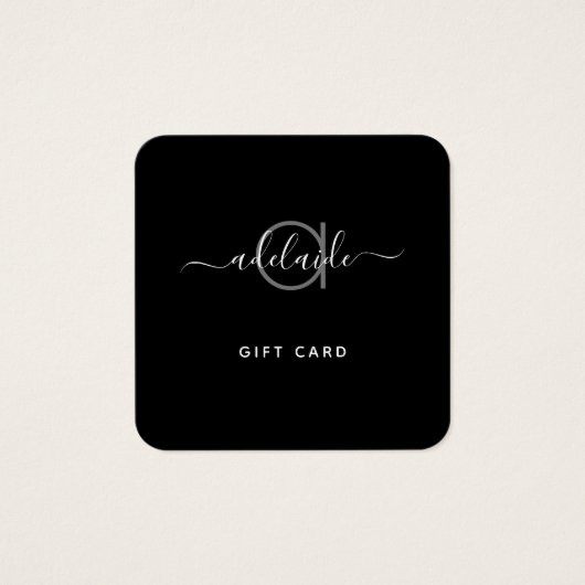 Moderne, eenvoudige zwarte monogram kaart (Voorkant)