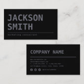 Moderne, eenvoudige zwarte professional visitekaartje (Voorkant / Achterkant)