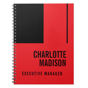 Moderne Eenvoudige Zwarte Rode Minimalistische Vet Notitieboek