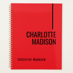 Moderne Eenvoudige Zwarte Rode Minimalistische Vet Planner