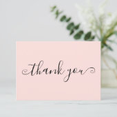 Moderne, eenvoudige, zwarte roze aangepaste bedrij bedankkaart (Staand voorkant)