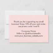 Moderne, eenvoudige, zwarte roze aangepaste bedrij bedankkaart (Achterkant)