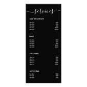 Moderne Eenvoudige zwarte Spa Salon Service Menu (Achterkant)