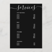 Moderne Eenvoudige zwarte Spa Salon Service Menu (Voorkant)