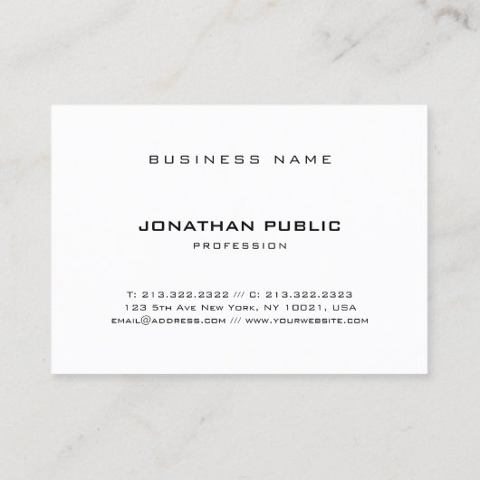 Moderne, eenvoudige, zwarte Trendy Sjabloon Visitekaartje (Achterkant)