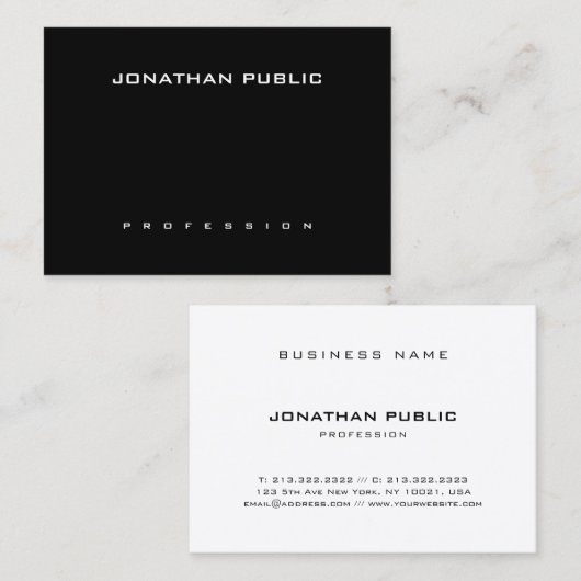 Moderne, eenvoudige, zwarte Trendy Sjabloon Visitekaartje (Voorkant / Achterkant)