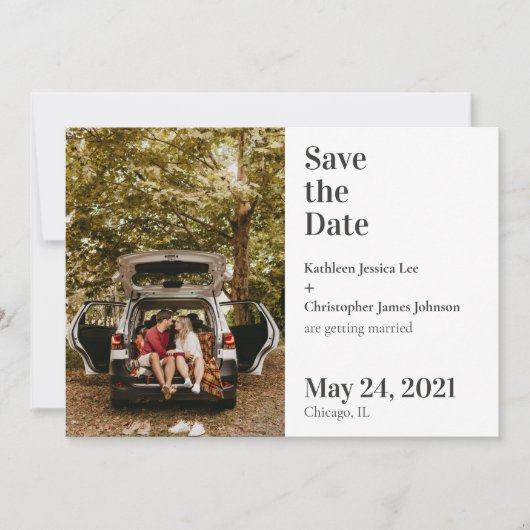 Moderne Eenvoudige Zwarte Typografie Save the Date Kaart (Voorkant)