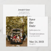 Moderne Eenvoudige Zwarte Typografie Save the Date Kaart (Voorkant / Achterkant)