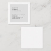 Moderne Eenvoudige Zwarte Witte Grijze Minimalisti Vierkante Visitekaartje (Voorkant / Achterkant)