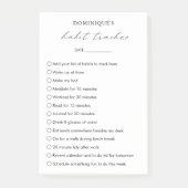 Moderne, eenvoudige zwarte witte legante Habit Tra Post-it® Notes (Voorkant)