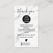 Moderne, eenvoudige zwarte witte marmer, bedankt visitekaartje (Voorkant)