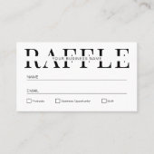 Moderne, eenvoudige zwarte & witte Raffle-kaartje  Plaatskaartje (Voorkant)