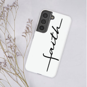 Moderne Eenvoudige Zwarte Witte Script Geloof Samsung Galaxy Hoesje