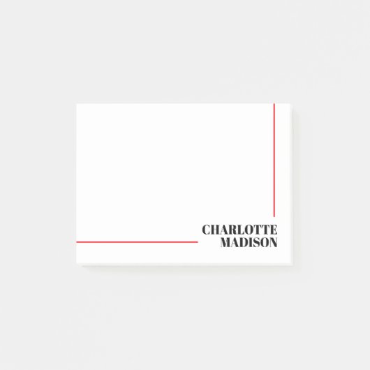 Moderne Eenvoudige Zwarte Witte Trendy Minimalisti Post-it® Notes (Voorkant)