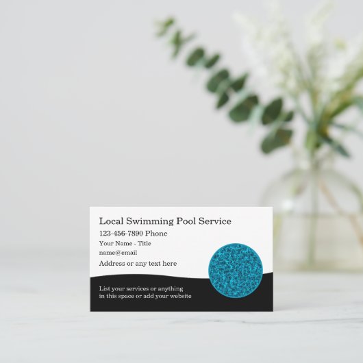 Moderne eenvoudige zwembadservice Visitekaartjes (Staand voorkant)