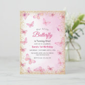 Moderne eerste 1e verjaardag Glitter Butterfly Par Kaart (Staand voorkant)