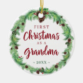 Moderne eerste CHRISTMAS ALS GRANDMA-foto Keramisch Ornament (Voorkant)