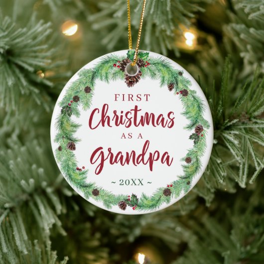 Moderne eerste CHRISTMAS ALS GRANDPA-foto Keramisch Ornament (Boom)