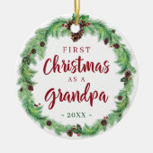 Moderne eerste CHRISTMAS ALS GRANDPA-foto Keramisch Ornament (Voorkant)