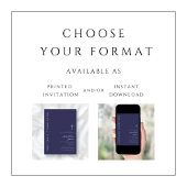 Moderne Eerste Communie in Navyblauw Kruis Kaart