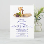 Moderne eerste communiqué-uitnodiging voor jongens kaart (Staand voorkant)