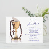 Moderne eerste communiqué-uitnodiging voor jongens kaart (Staand voorkant)