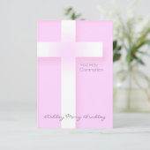 Moderne Eerste Heilige Communie in Roze Kaart (Staand voorkant)